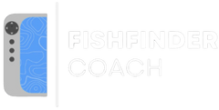 "Fishfinder Coach logo with stylized fishfinder graphic and text"
