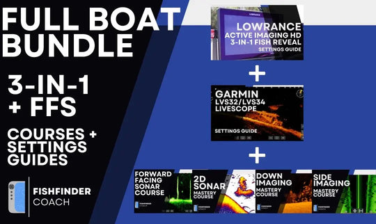 Full boat bundle with courses and settings guides for the active imaging hd and Livescope on a blue and black background