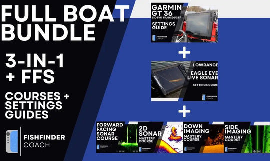 Full boat bundle with courses and settings guides for the gt36 and eagle eye on a blue and black background