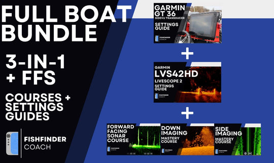 Full Boat Bundle with GT36 and Garmin LVS42HD PDF Settings Guides plus four sonar video courses