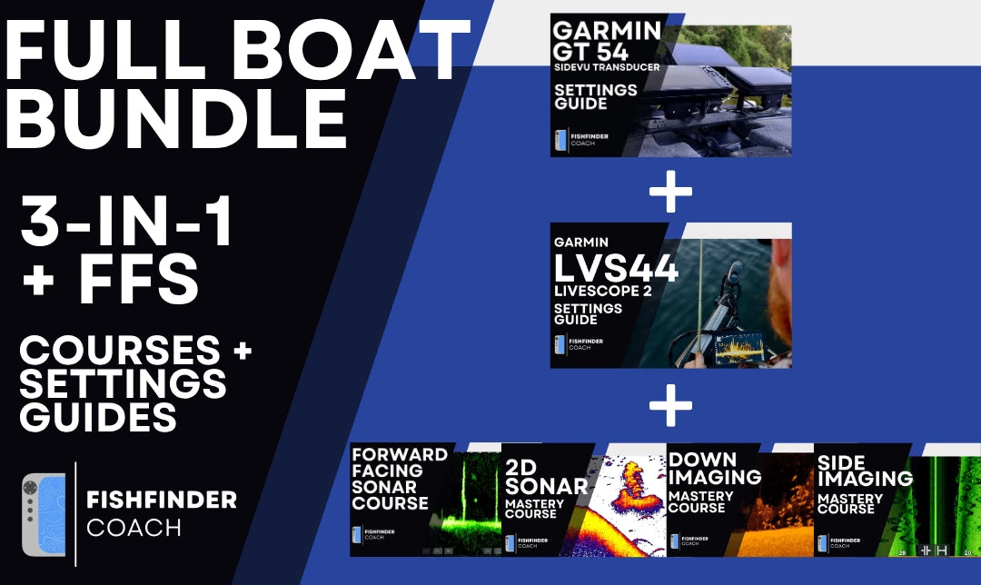 Full Boat Bundle with GT54 and Garmin LVS44 PDF Settings Guides plus four sonar video courses