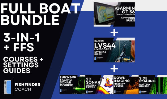 Full Boat Bundle with GT56 and Garmin LVS44 PDF Settings Guides plus four sonar video courses