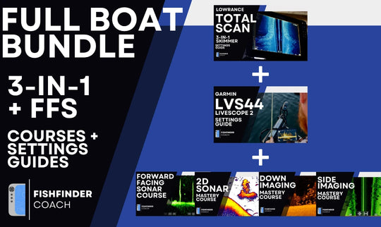 Full Boat Bundle with Totalscan and Garmin LVS44 PDF Settings Guides plus four sonar video courses