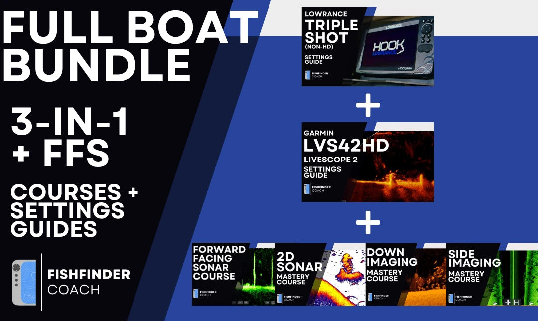 Full Boat Bundle with Tripleshot and Garmin LVS42HD PDF Settings Guides plus four sonar video courses