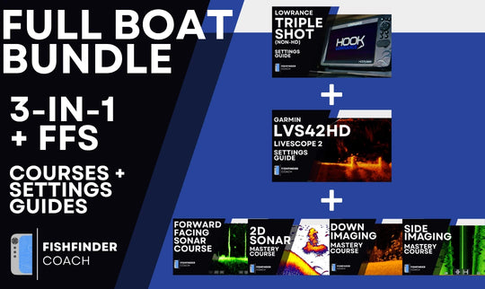 Full Boat Bundle with Tripleshot and Garmin LVS42HD PDF Settings Guides plus four sonar video courses