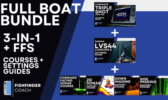 Full Boat Bundle with Tripleshot and Garmin LVS44 PDF Settings Guides plus four sonar video courses