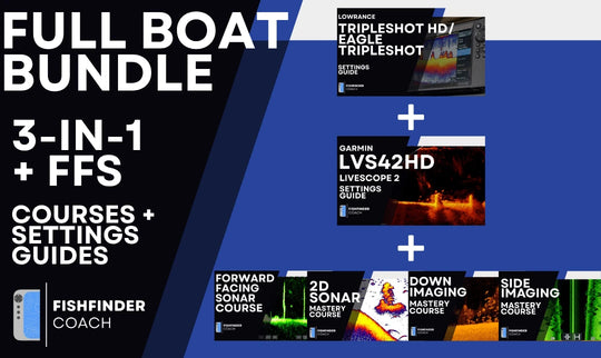 Full Boat Bundle with Tripleshot HD and Garmin LVS42HD PDF Settings Guides plus four sonar video courses