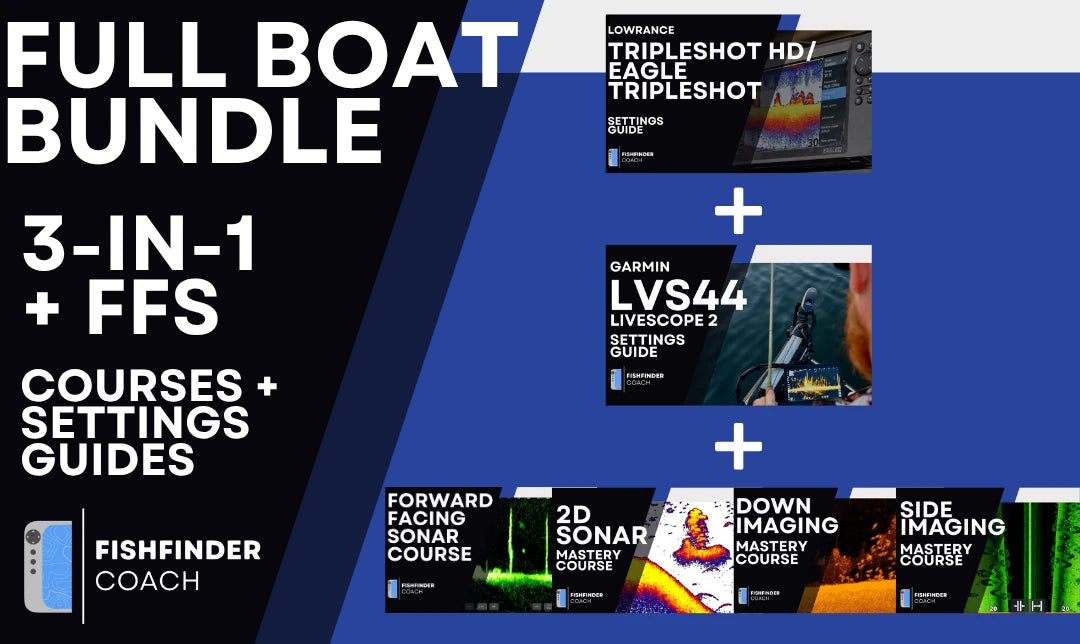 Full Boat Bundle with Tripleshot HD and Garmin LVS44 PDF Settings Guides plus four sonar video courses