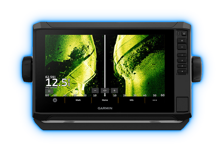 Garmin ECHOMAP UHD2 fishfinder with blue glow