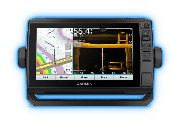Garmin ECHOMAP UHD fishfinder with blue glow