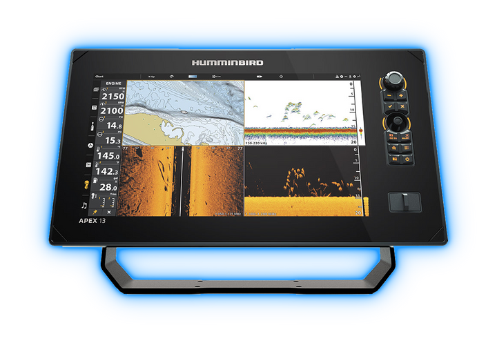 Humminbird APEX fishfinder with blue glow