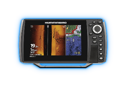 Humminbird HELIX fishfinder with blue glow