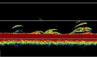 Colorful spectrogram or sonogram with a black background