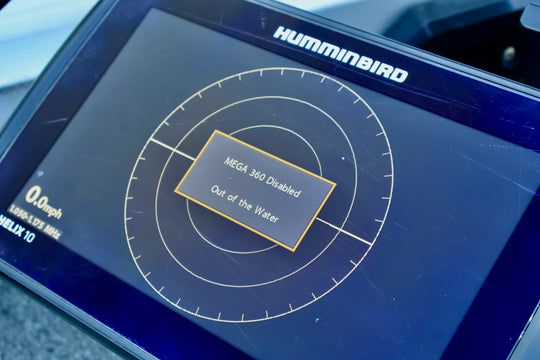 Humminbird MEGA 360 display showing settings guide, essential for anglers to optimize fishing setup and improve imaging performance.