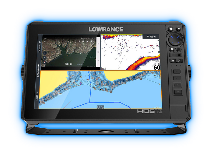 Lowrance HDS LIVE fishfinder with blue glow