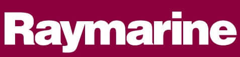 Raymarine logo on a maroon background.