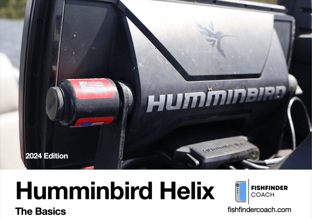 Humminbird Helix fishfinder, 2024 edition, close-up view showcasing advanced sonar technology for precise underwater navigation.